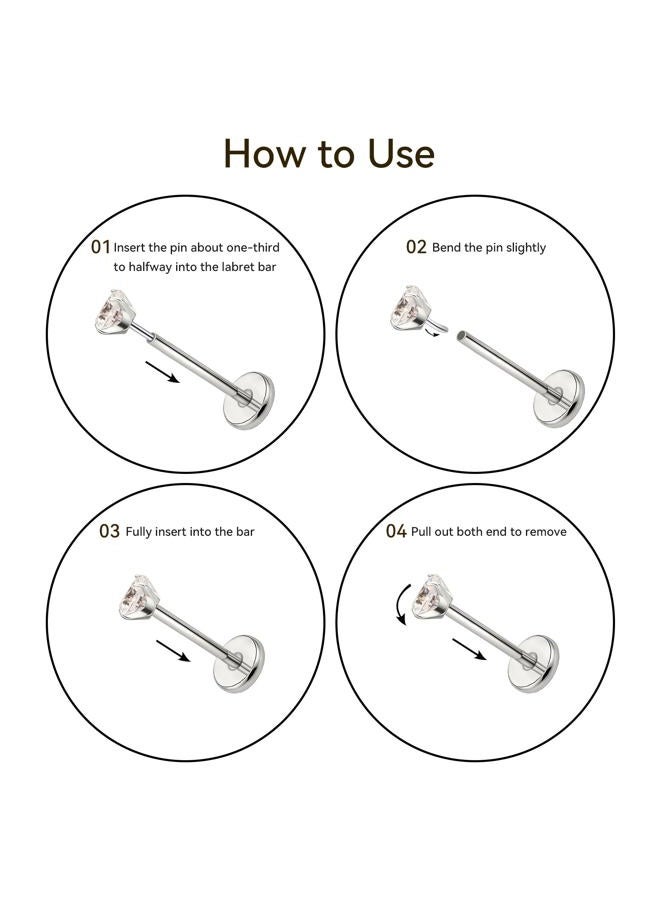 limerencia Titanium Threadless Bar Post for Tragus Body Piercing,16G/18G/20G Press Fit Flat Back Stud Earrings Push in Post Replacement Medusa Helix Couch Piercing Jewelry for Women Men(A Pair) - Image 5