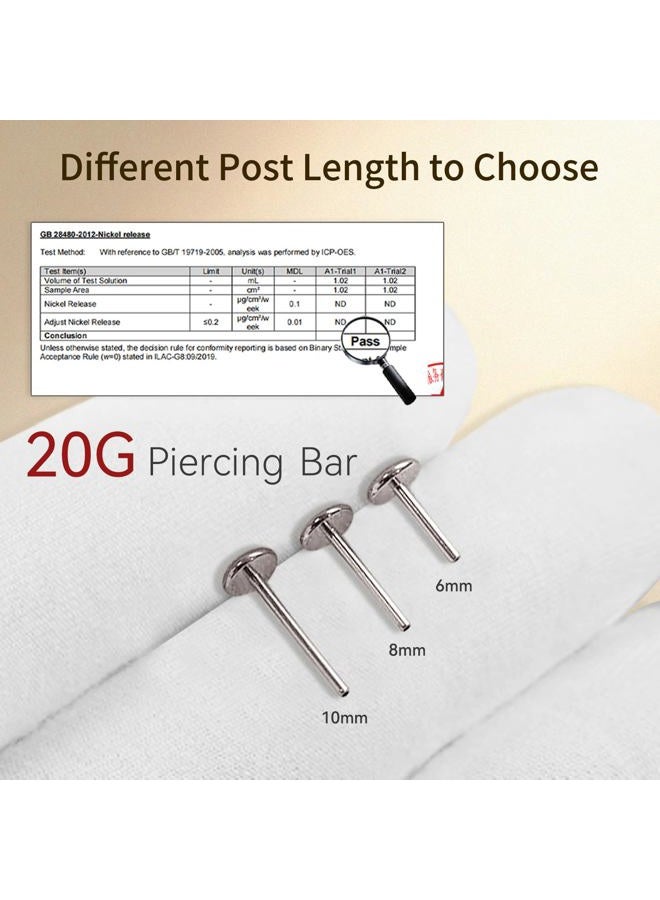 limerencia Titanium Threadless Bar Post for Tragus Body Piercing,16G/18G/20G Press Fit Flat Back Stud Earrings Push in Post Replacement Medusa Helix Couch Piercing Jewelry for Women Men(A Pair) - Image 2