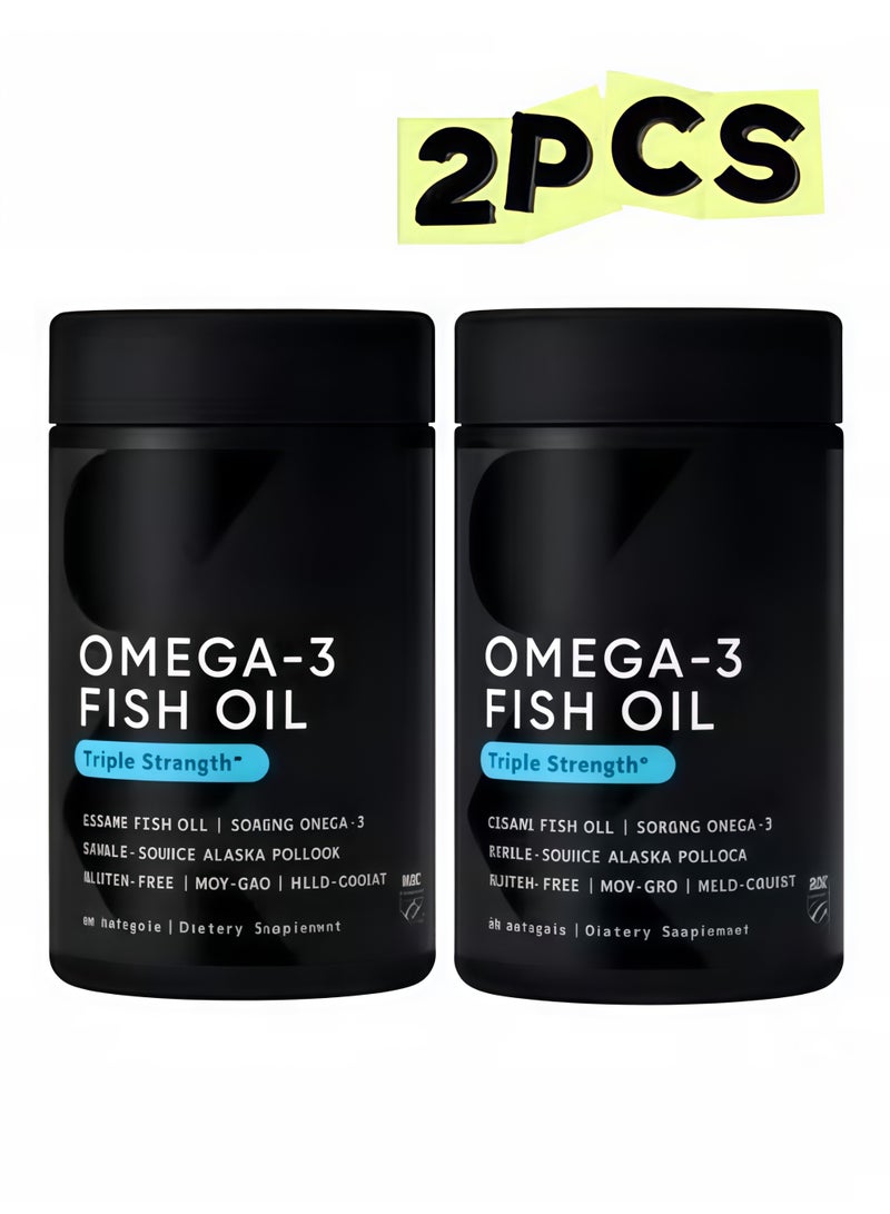Omega Triple Strength Omega-3 Fish Oil Softgels | Family Nutritional Supplement for Heart, Brain, Eye & Joint Health - Image 1