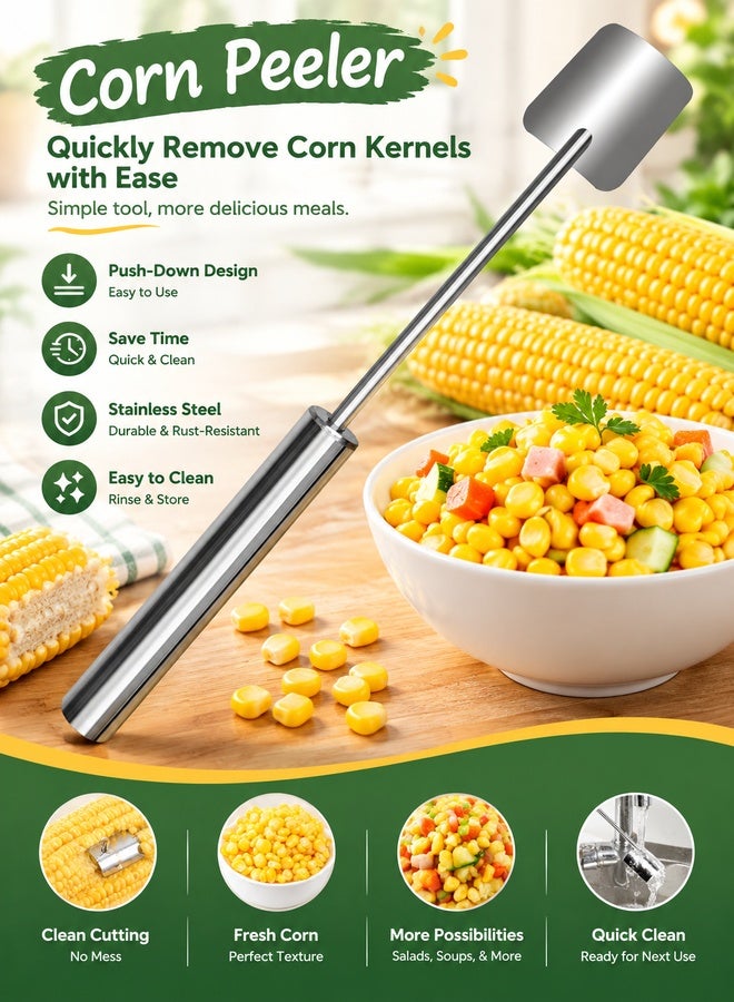 Alephio Corn Peele for Corn on The Cob Remover,  NEW Long Handle Stainless SteelCorn Cob Stripper Tool for Home Kitchens Indoor Dining Enthusiasts Kitchen Gadget - Image 2