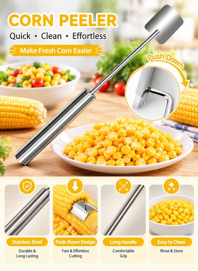 Alephio Corn Peele for Corn on The Cob Remover,  NEW Long Handle Stainless SteelCorn Cob Stripper Tool for Home Kitchens Indoor Dining Enthusiasts Kitchen Gadget - Image 3