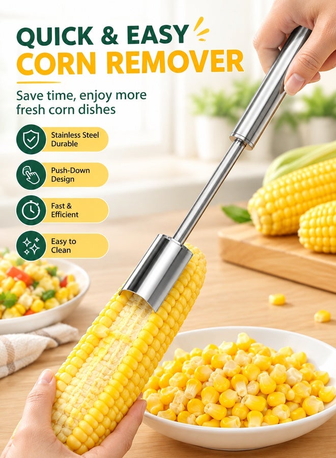 Alephio Corn Peele for Corn on The Cob Remover,  NEW Long Handle Stainless SteelCorn Cob Stripper Tool for Home Kitchens Indoor Dining Enthusiasts Kitchen Gadget - Image 4