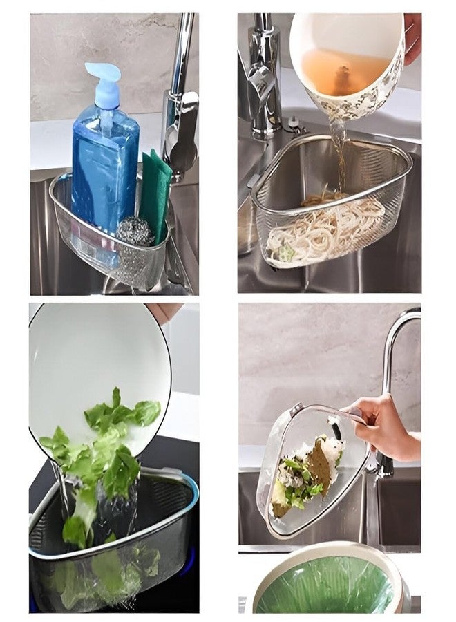 Shopsero Sink Corner Mesh Basket with Suction Cups, Metal Drain Storage Holder for Kitchen Sink - Image 4