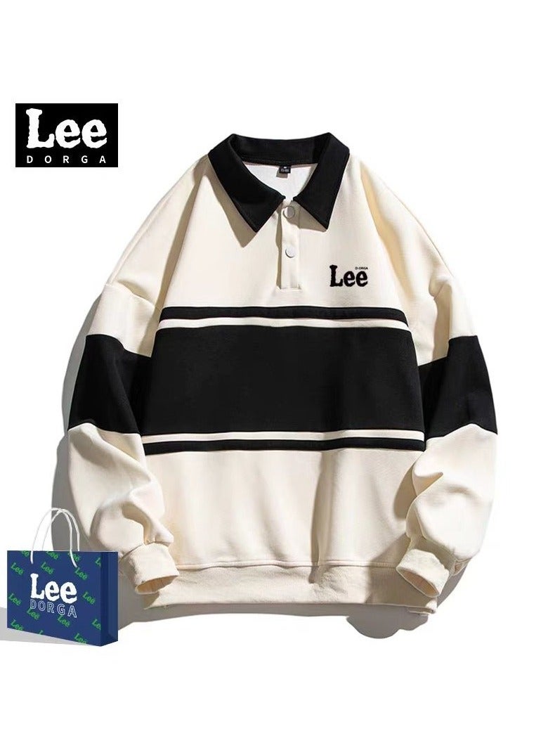 LEE New Loose Casual Long Sleeved Polo Shirt With Contrasting Colors  - Image 1