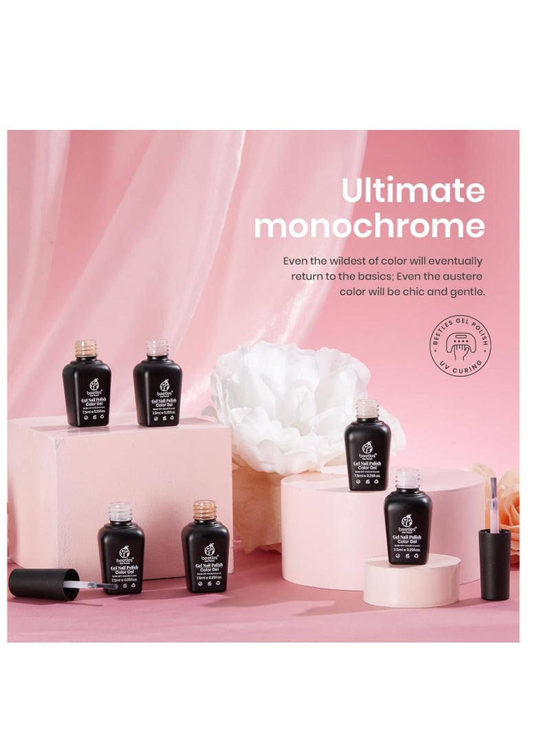 beetles Gel Polish beetles Gel Polish 6 Colors Jelly Gel Nail Polish Set Gift, Milky White Sheer Pink Nude Brown Translucent Soak Off Uv Nail Gel Diy Art for Girls Women Ultimate Monochrome Collection  - Image 2
