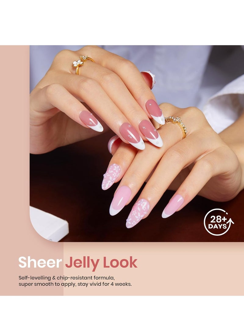 beetles Gel Polish beetles Gel Polish 6 Colors Jelly Gel Nail Polish Set Gift, Milky White Sheer Pink Nude Brown Translucent Soak Off Uv Nail Gel Diy Art for Girls Women Ultimate Monochrome Collection  - Image 3