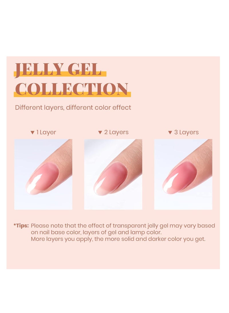 beetles Gel Polish beetles Gel Polish 6 Colors Jelly Gel Nail Polish Set Gift, Milky White Sheer Pink Nude Brown Translucent Soak Off Uv Nail Gel Diy Art for Girls Women Ultimate Monochrome Collection  - Image 5