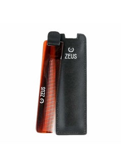 Zeus Pocket Beard Comb with Leather Sheath, Handmade Saw-Cut Pocket Beard & Mustache Comb with Travel Storing Case (U11)  - Image 1