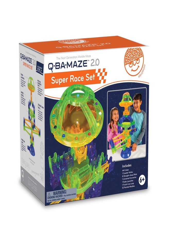 MindWare Q-BA-Maze Super Race Set - STEM Marble Run Building Kit for Kids Ages 6+, Turbo Launcher & Creative Engineering Challenge - Image 1