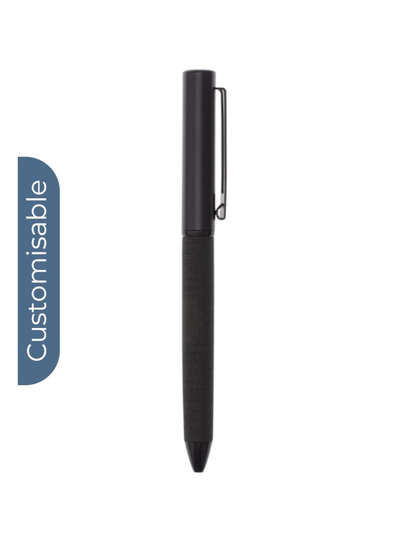 SANTHOME Personalised Sustainable Gift Set with Refillable Notebook, Pen & USB Keychain - Black - Image 2