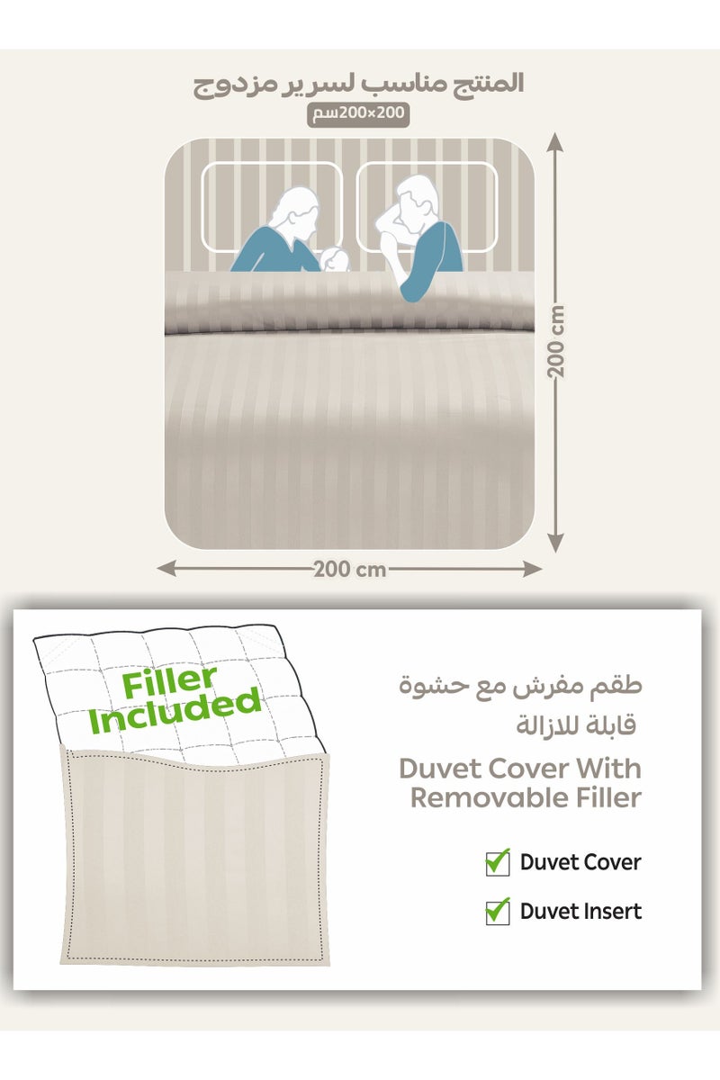 Donetella Striped Comforter Set, King Size (260x240 cm), 8-Piece Hotel Bedding with 350 GSM Filling – Comforter, Comforter Cover, Fitted Sheet, Pillowcases & Cushion Cover  - Image 3