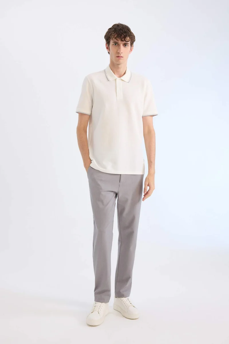 ديفاكتو Regular Fit Short Sleeve Waffle Polo Shirt