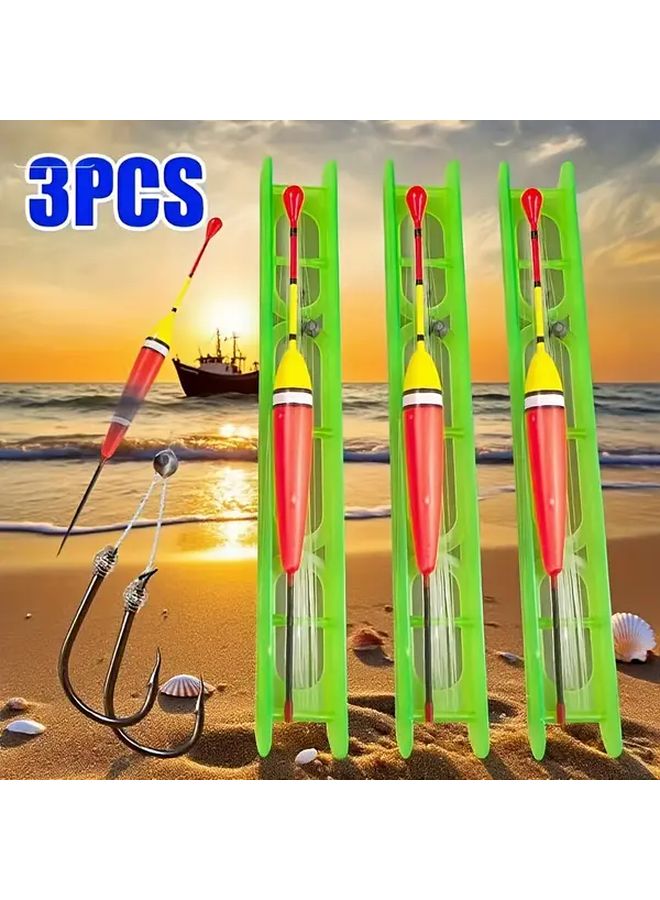 3pcs Pre Tied Surf Fishing Rigs with Floats Line Hooks Ready to Use Fishing Gear Set - Image 1