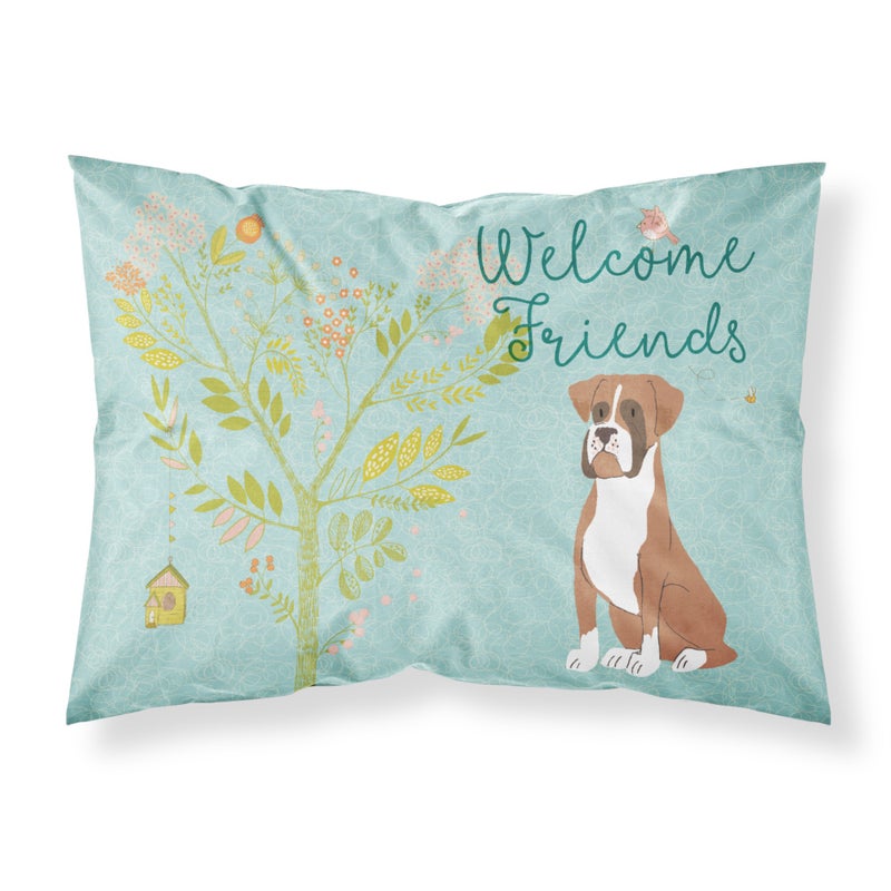 Caroline's Treasures ""Caroline's Treasures Welcome Friends Flashy Fawn Boxer Printed  Polyester  250 Thread count  Envelope closure Pillowcase  Standard  Multicolor"" 