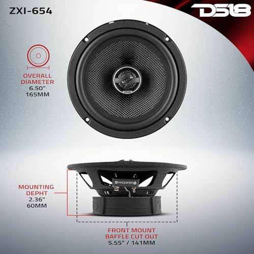 DS18 ZXI-654 6.5" Car Audio Coaxial Car Speakers with Built in Neodymium Tweeter and Kevlar Cone 2 Way 240 Watts Max 4 Ohm - Car Stereo Sound System with Removable Grill (2 Speakers) - Image 4