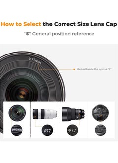 SJet 77mm Lens Cap Cover, Lens Cover + Anti-Loss Keeper Leash + Cleaning Cloth  Compatible with Nikon, Canon, Sony, Fujifilm Camera Lenses  - Image 2