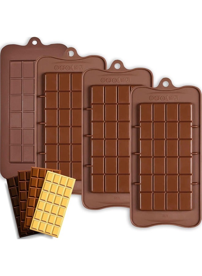 meayul 4 Pack Chocolate Bar Molds Silicone, Silicone Molds, Chocolate Molds, Candy Bars Making Kit Fondant Mould Set, Food Grade Break-Apart Chocolate Bar Mould for Baking, Candy, Chocolate Snacks, Create Delicious Chocolates - Image 1