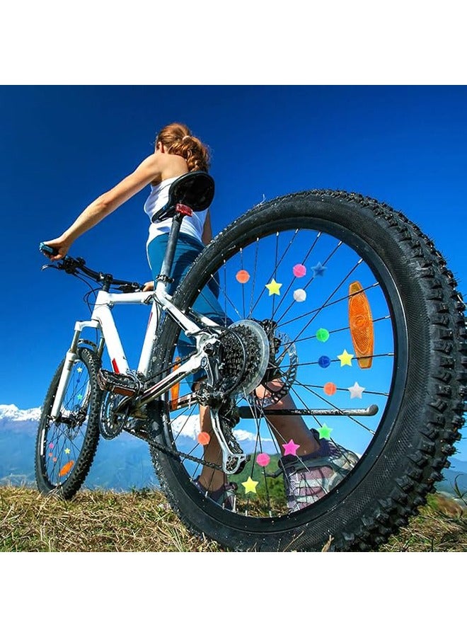 Generic 72 Pcs Bike Wheel Spokes Beads + 1 Kid Bike Bell + 2 Pack Kids Bike Streamers, Spoke Plastic Clip Round Decor Beads, Flower Bicycle Bell, Colorful Bike Handlebar Ribbons Tassel for Girls Boys Scooter  - Image 4