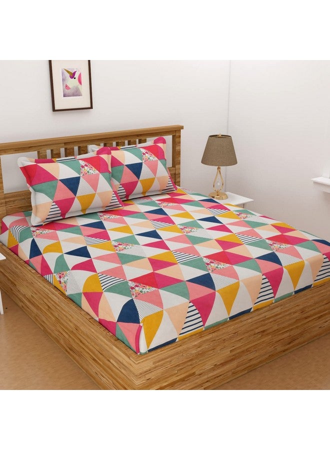 Homefab India 140 TC Microfiber Double BedSheet with 2 Pillow Cover - Pink - Image 1