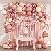 Leraqertra Pink Birthday Decorations for Women with Dusty Pink Nude White Metallic Rose Gold Confetti Foil Balloons Fringe Curtain Banner for Women Birthday Decorations - Image 3