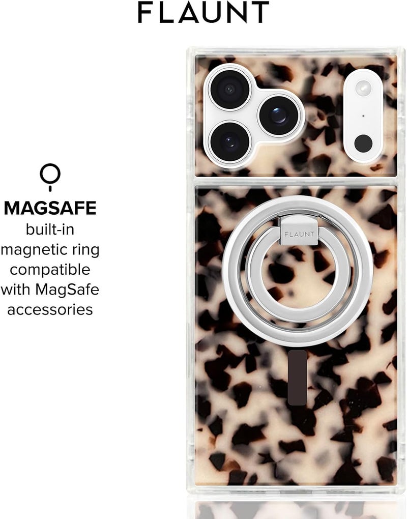Flaunt Official Square Protective Case - Compatible with iPhone 17 Pro Max - Compatible with MagSafe & Wireless Charging - Drop-Tested & Shockproof - (Blonde Tortoise Shell) - Image 5