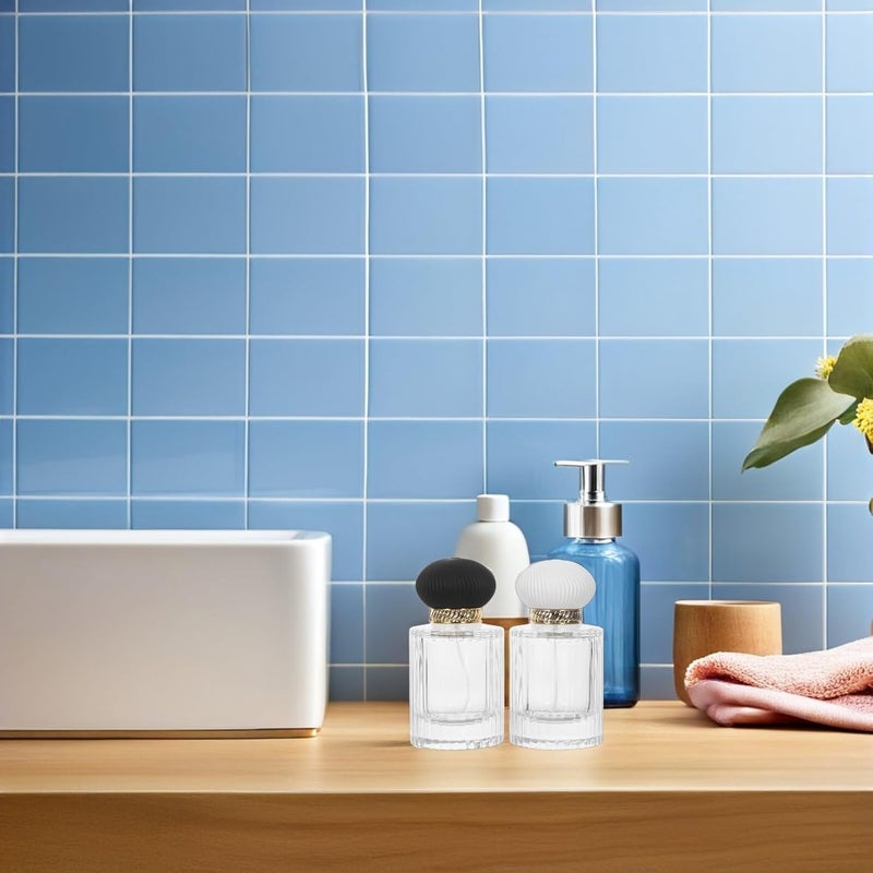 MAGICLULU زجاجات رذاذ عطر محمولة قابلة لإعادة التعبئة 2 قطعة، سعة 50 مل، زجاجية، مزودة بأغطية مطاطية سوداء للاستخدام أثناء السفر والحياة اليومية - Image 4