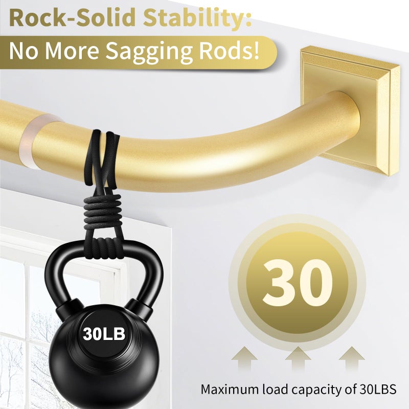 RBYCOS Gold Curtain Rods for Windows 48-90Inch(4-7.5ft) Heavy Duty Wrap Around Blackout Curtain Rods,Adjustable Room Darkening Drapery Rod for Bedroom, Living Room, Sliding Door & Outdoor Patio - Image 5