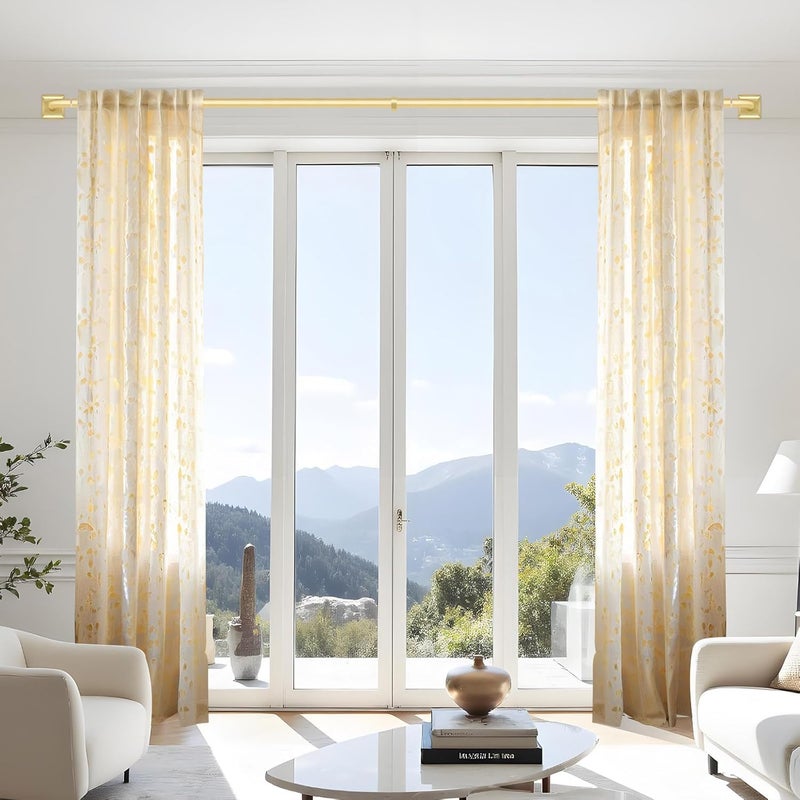 RBYCOS Gold Curtain Rods for Windows 48-90Inch(4-7.5ft) Heavy Duty Wrap Around Blackout Curtain Rods,Adjustable Room Darkening Drapery Rod for Bedroom, Living Room, Sliding Door & Outdoor Patio - Image 2