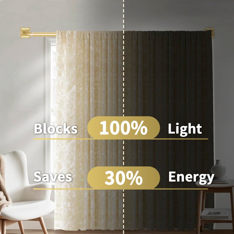 RBYCOS Gold Curtain Rods for Windows 48-90Inch(4-7.5ft) Heavy Duty Wrap Around Blackout Curtain Rods,Adjustable Room Darkening Drapery Rod for Bedroom, Living Room, Sliding Door & Outdoor Patio - Image 3