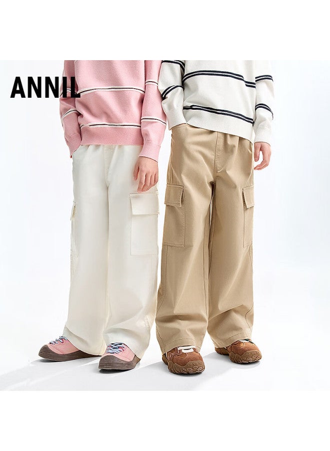 Annil Kids Woven Full Waist Pants For Boys And Girls  Autumn New Style Cloud Mountain Coffee 170cm - Image 1