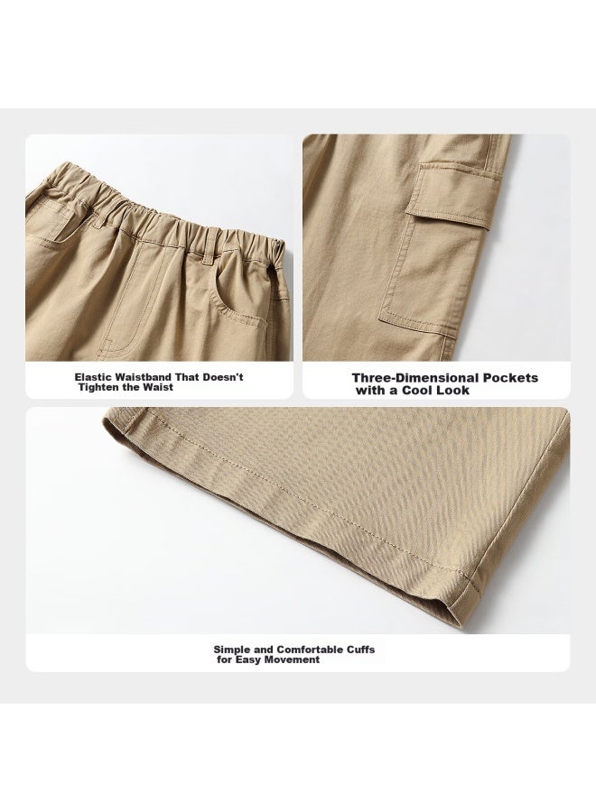 Annil Kids Woven Full Waist Pants For Boys And Girls  Autumn New Style Cloud Mountain Coffee 170cm - Image 4