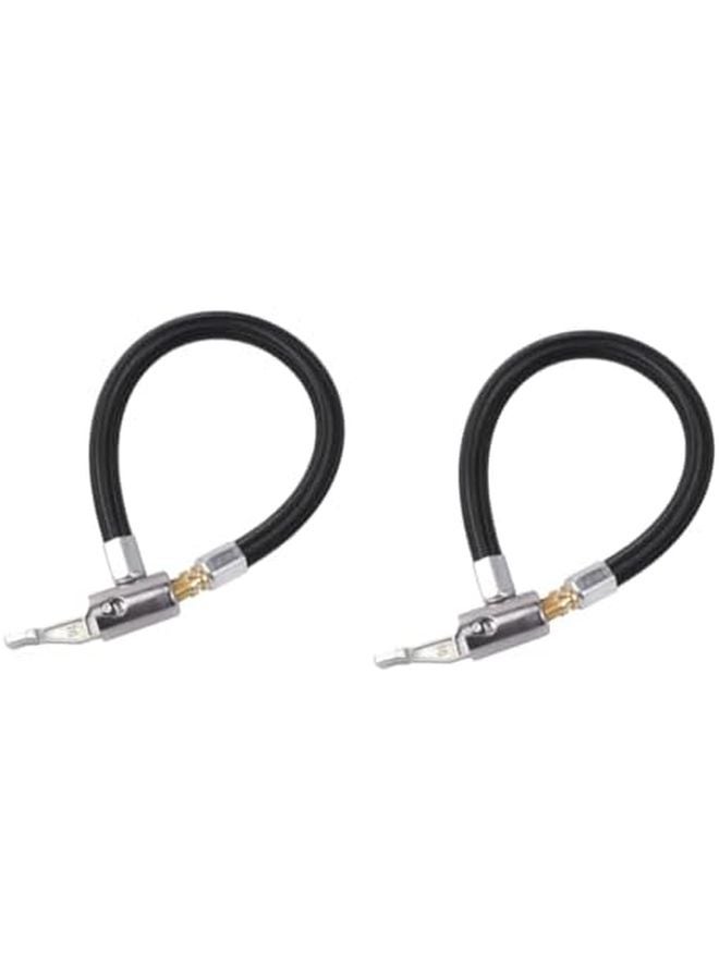 2 قطعة سوداء من أداة تثبيت هواء مع محول خرطوم لإطارات الدراجات النارية والسيارات - Image 2