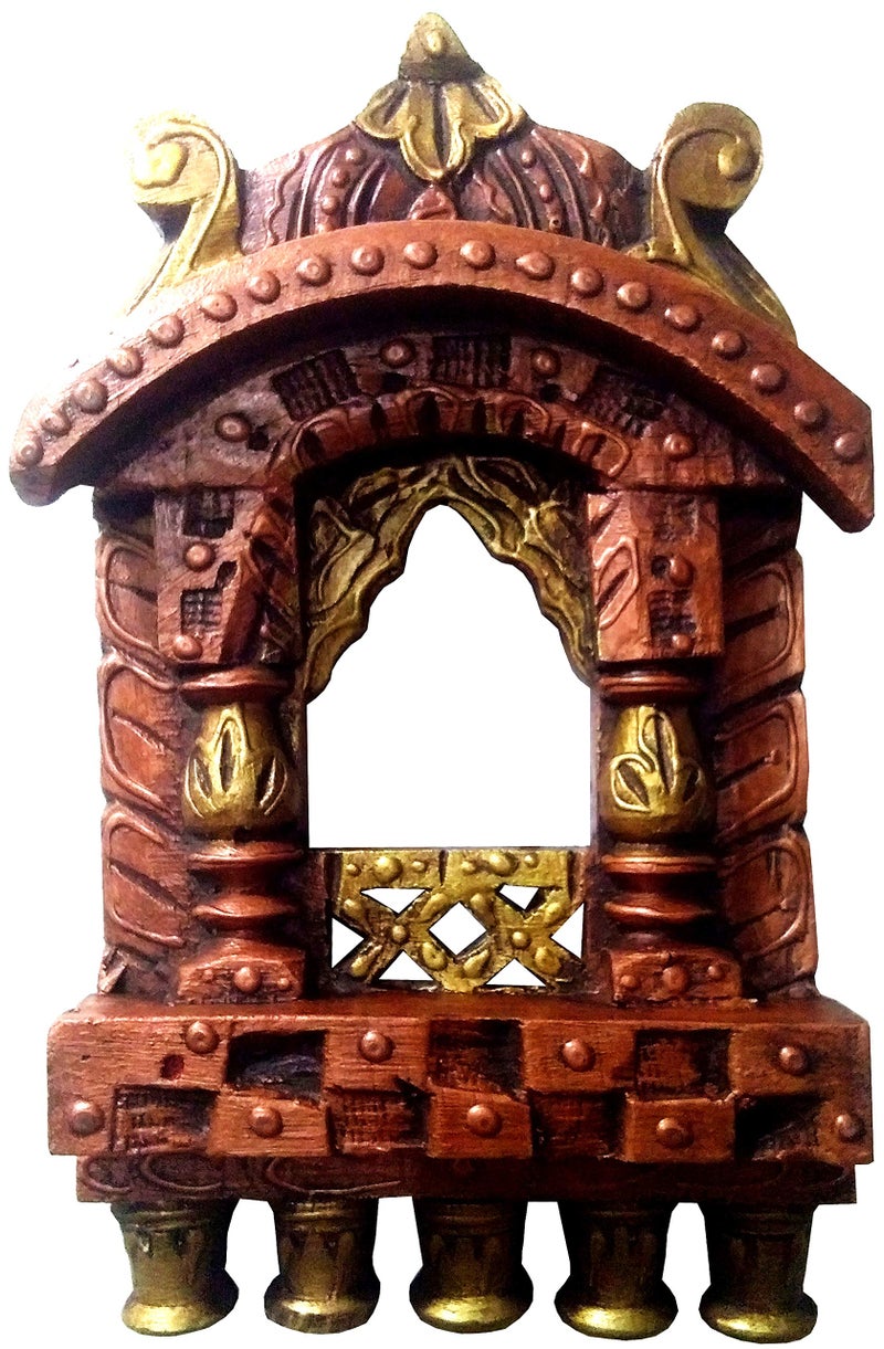 Purpledip Wooden Wall Hanging 'Jharokha - Royal Palace Window': Vintage Showpiece, Copper (11808) - Image 5