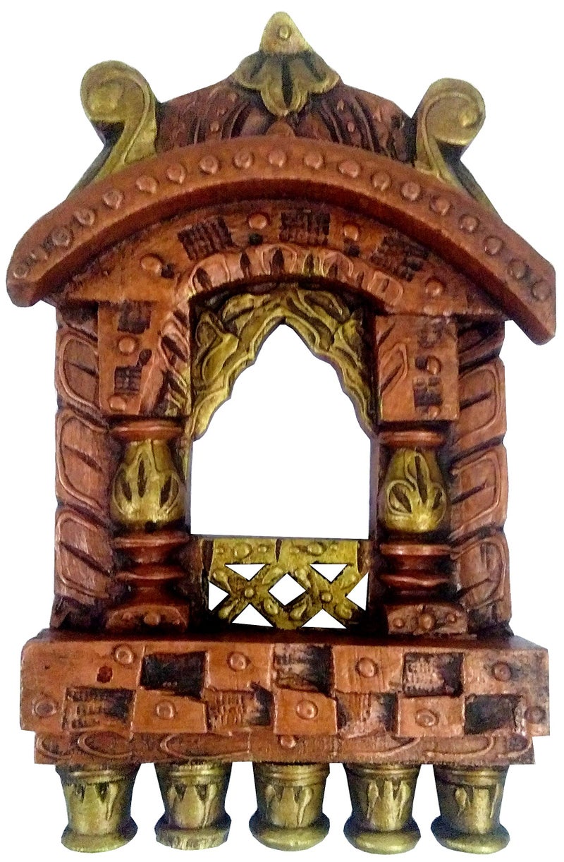 Purpledip Wooden Wall Hanging 'Jharokha - Royal Palace Window': Vintage Showpiece, Copper (11808) - Image 2