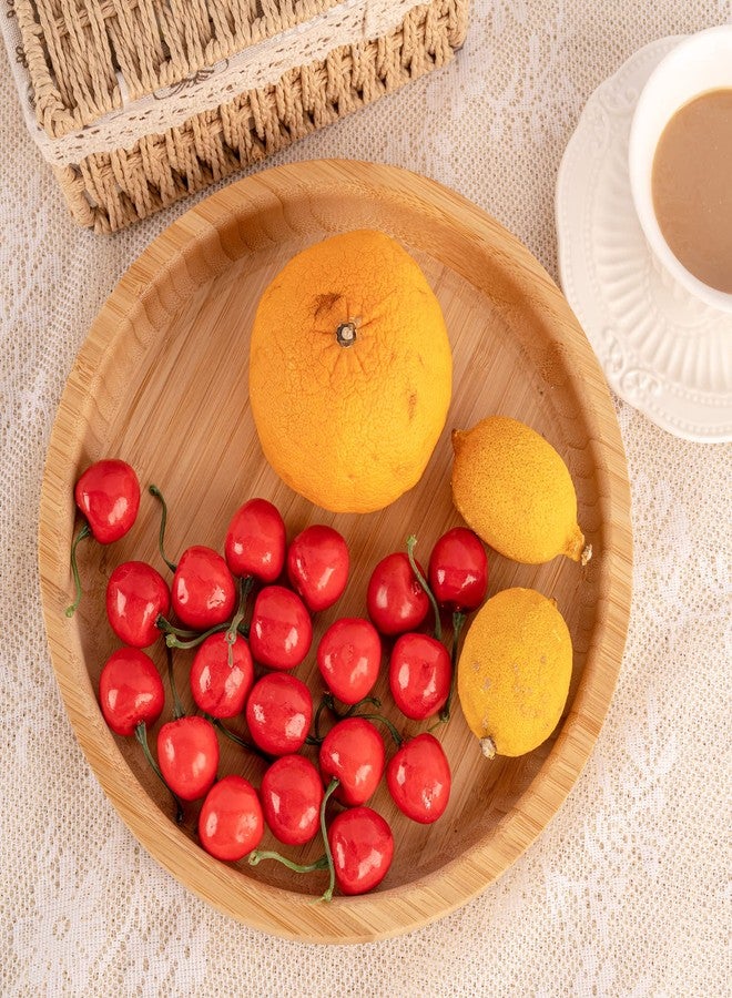 Dranixly Serving Tray, Round Bamboo Beautiful Decorative for Kitchen Dining Room Coffee Table, Suitable for Storage and Display (9.8 inch) - Image 4