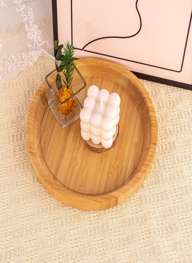 Dranixly Serving Tray, Round Bamboo Beautiful Decorative for Kitchen Dining Room Coffee Table, Suitable for Storage and Display (9.8 inch) - Image 3