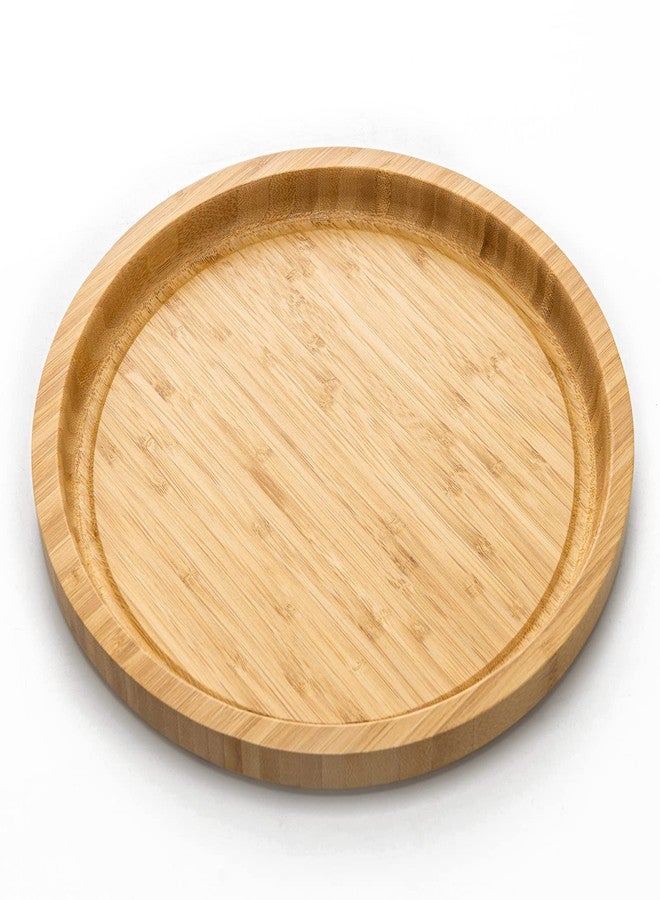 Dranixly Serving Tray, Round Bamboo Beautiful Decorative for Kitchen Dining Room Coffee Table, Suitable for Storage and Display (9.8 inch) - Image 1