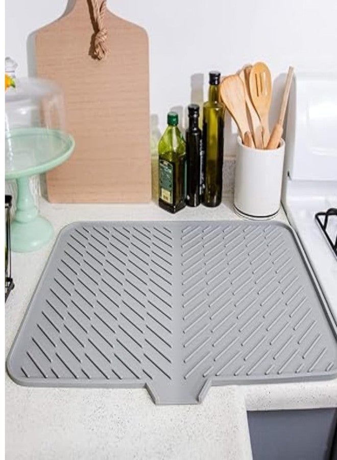 MATSON Silicone Dish Drying Mat for Kitchen - Built-in Drain Lip | Hygienic Drying Pad - Sturdy Compact Easy to Clean Tray Protects Surfaces Prevents Water Build Up 50 x 42 cm - Image 1