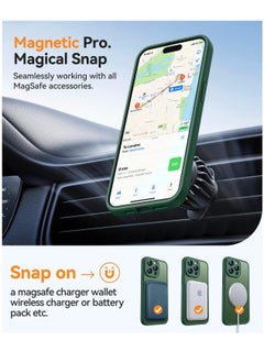 ESCASE Magnetic Cover for iPhone 15 Pro 6.1 Inch, MagSafe Compatible, Full Camera Protection, Translucent Matte Slim Protective Shockproof Case,  Green  - Image 4
