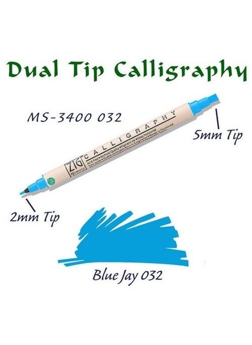 Zig Zig Calligraphy Pen Double Tip Calligraphy Pen 2 Mm - 5 Mm Blue Jay 
