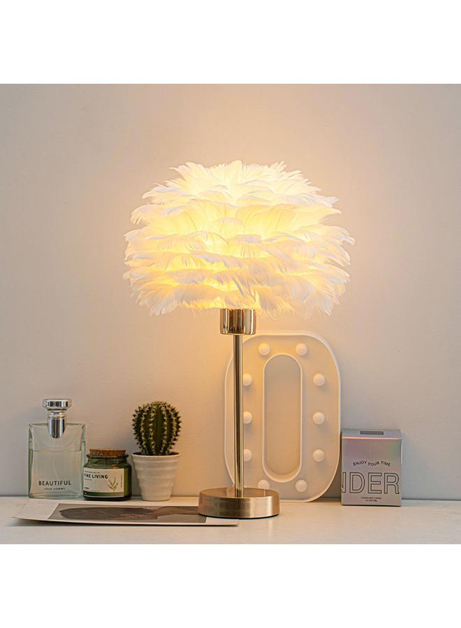 Bluejw New Nordic Ins Feather Table Lamp Simple Romantic Warm Bedside Lamp Study Bedroom Decorative Atmosphere Lamp - Image 2