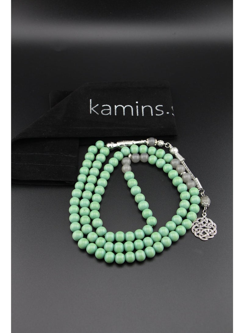 Kamins Collection Green Agate & Grey Agate Tasbih - Image 1