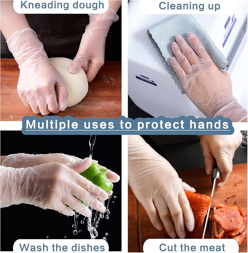 PEIPU Vinyl Disposable Gloves, Powder Free, Cleaning Service Gloves, Latex Free, 100Pack-Transparent - Image 4
