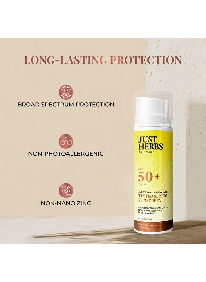 Just Herbs Tinted Sunscreen Spf 50+ Pa++++ Uva/Uvb Protection For Oily, Dry Skin, No White Cast For Men And Women - 30 Ml  - Image 3