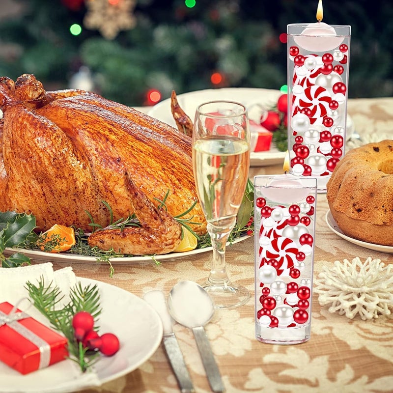 كلاراكو حشو مزهرية عيد الميلاد من كلاركو، 6054 قطعة، حشو مزهرية من اللؤلؤ، خرز للمزهرية، لؤلؤ عائم، جل مائي، خرز، شموع عائمة لقطعة مركزية لعيد الميلاد، ديكور طاولة المنزل والحفلات - Image 2