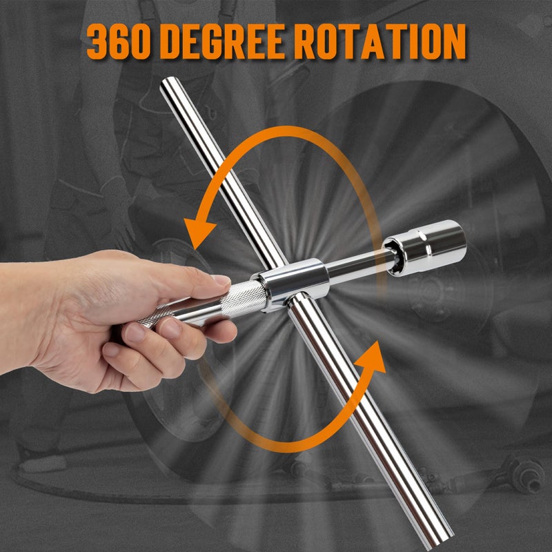 TONDA Extended Lug Wrench, 4 Way Tire Iron for Car, Lug Nut Removal Tool with Storage Case, 1/2 Drive with 17/19mm and 21/23mm Sockets - Image 3