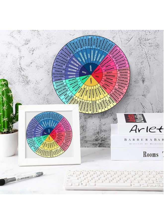 Ferraycle 2 Pack Feelings Wheel Aluminum Round Metal Mood Wheel Therapy Emotions Wheel Mental Health Feelings Color Wheel Social Work Feelings Poster Sign For Office,12 Inch 6 Inch(Bright Colors) - Image 3