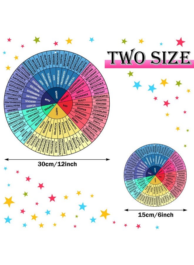 Ferraycle 2 Pack Feelings Wheel Aluminum Round Metal Mood Wheel Therapy Emotions Wheel Mental Health Feelings Color Wheel Social Work Feelings Poster Sign For Office,12 Inch 6 Inch(Bright Colors) - Image 2