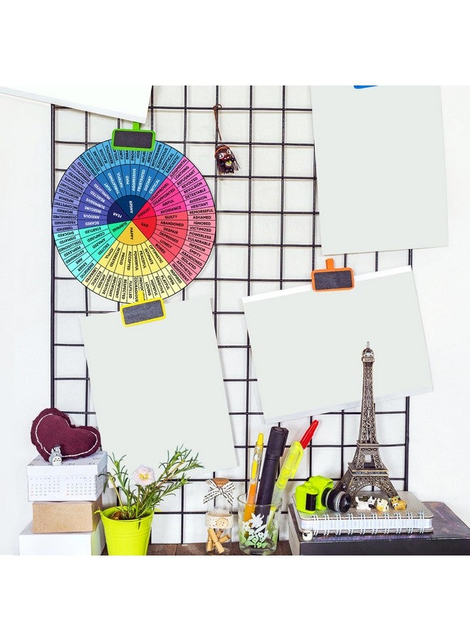 Ferraycle 2 Pack Feelings Wheel Aluminum Round Metal Mood Wheel Therapy Emotions Wheel Mental Health Feelings Color Wheel Social Work Feelings Poster Sign For Office,12 Inch 6 Inch(Bright Colors) - Image 5