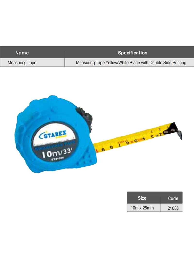 Starex Starex Measuring Tape 10mx25mm Grey Rubber Double Side Print Blad D/Blister